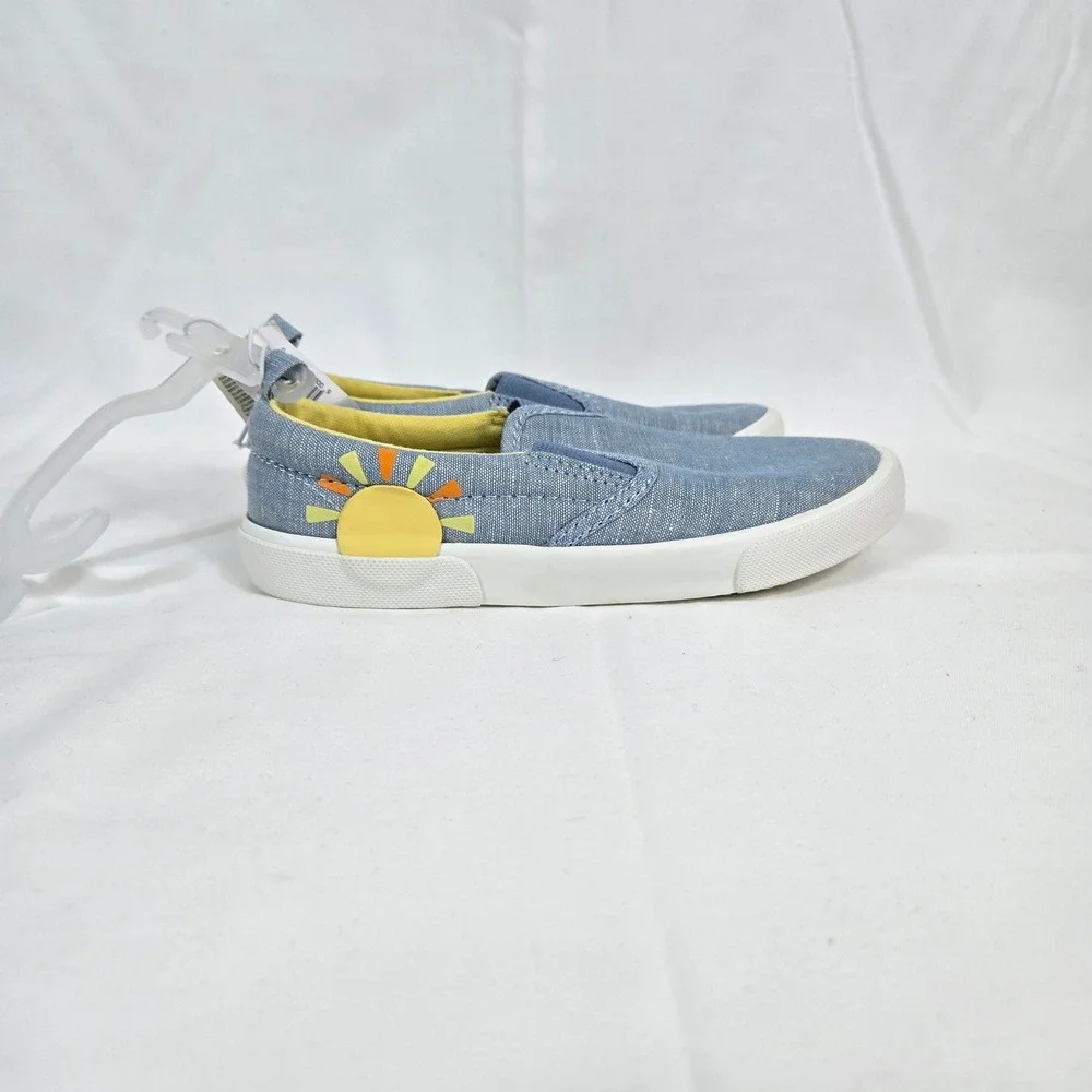 Old Navy Girls‎ Blue Yellow Little Sunshine Slip On Casual Chambray Shoes 11 NEW